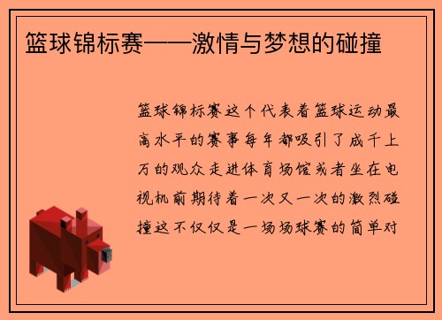 篮球锦标赛——激情与梦想的碰撞